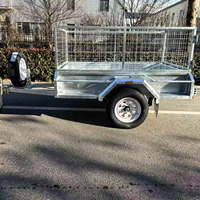 Remorque utilitaire à plateau plat à essieu unique galvanisée certifiée CE DOT EEC avec cage en treillis détachable, capacité de charge de 2000 kg, dimensions 7*4/7*5/8*5