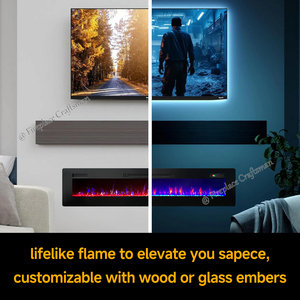 ที่ทำความร้อนเตาผิงไฟฟ้าสำหรับตกแต่งในร่ม59 70นิ้วควบคุมระยะไกลปรับความสว่างเปลวไฟติดผนัง - Product Image 4