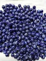 Perle di Vetro in Cristallo Lampwork Ovali a Strisce FE da 8mm, Colore Personalizzato, per Creazione Gioielli, Scatola all'Ingrosso dall'Uttar Pradesh