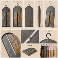 Sac de rangement pour perruques avec logo personnalisé et cintre |   Étui suspendu pour extensions de cheveux non tissées |   Sac de protection transparent anti-poussière avec fermeture éclair