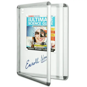 Tableau d'affichage à verrouillage de bureau A1 A2 A3 A4 taille personnalisée 27MM cadre en aluminium boîtier verrouillable panneau d'affichage argenté ou noir - Product Image 1