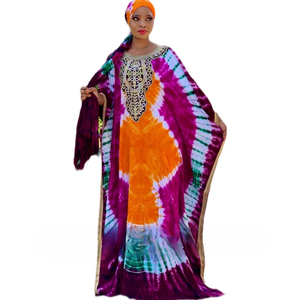 Wholesale Rayon Big Print Abaya Dress with Cap Hijab Scarf – Free <b>Size</b> Muslim <b>Kaftan</b> with Stone Work for All Seasons Wear - Product Image 1