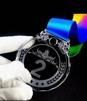 MH-NJ0165 Médaille de sport personnalisée en cristal haut de gamme MVP ronde en or, argent, bronze, 5 cm, 6 cm, 7 cm, 8 cm