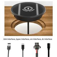 Chargeur sans fil intégré au bureau, étanche IP68, charge rapide 15W, avec interface USB Type-C DC SM