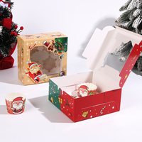 Boîte d'emballage personnalisée portable et pliable pour cupcakes, tartes aux œufs et desserts de Noël, avec fenêtre, en matériaux recyclés