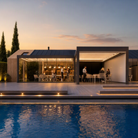 Pergola motorisée moderne à lames orientables 3x3 3x4 6x4m, pergola en aluminium, gazebo bioclimatique, imperméable pour l'extérieur