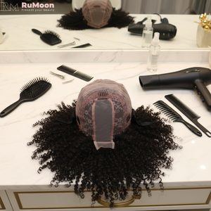 Perruques longues en cheveux humains vierges brésiliens bouclés crépus avec dentelle frontale sans colle HD transparente pour femmes noires - Product Image 1