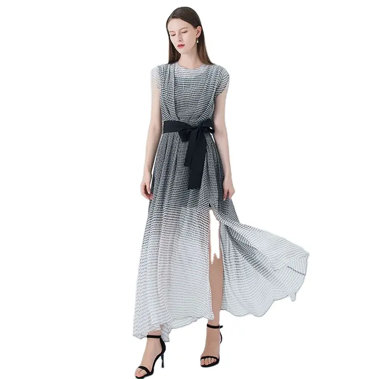 Customized 100% Silk Dress High Quality Sleeves Tow Pieces Fashion Elegant Women Dress