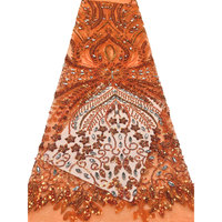 Tissu en dentelle française perlée de luxe NI.AI Aso Ebi avec sequins, tissus en dentelle perlée avec sequins du Nigeria pour robes de soirée et de mariée