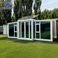 Villa Modulaire Préfabriquée Moderne en Acier Extensible 20ft 40ft avec Revêtement Bois, Double Aile Pliante, pour Entrepôt ou Jardin