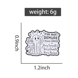 Je ne suis pas d'humeur j'ai de l'anxiété émail broche mignon fantôme santé mentale broche revers Badge bijoux cadeau pour amis en vrac - Product Image 6