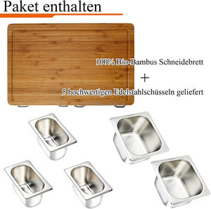 Tagliere da cucina tagliere da <span class=keywords><strong>lavoro</strong></span> con vassoio antigoccia vassoio antigoccia in bambù organico in acciaio inossidabile - Product Image 2