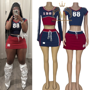 Nouveau à la mode femmes ensembles mignons imprimer Jersey chemises culture + jupe Shorts 2 pièces ensembles filles Y2K deux pièces Jersey Shorts ensembles pour femmes - Product Image 1