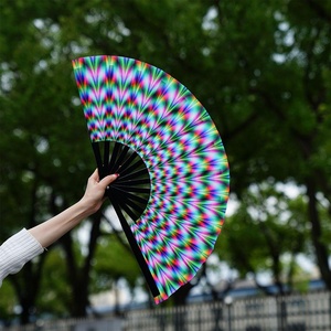 Custom Handheld Floral Folding Fans Hand Held Fans Silk With Tassel Women's Hollowed Clack Hand Fans - Product Image 3