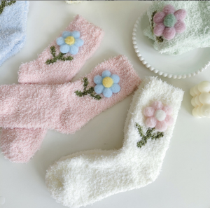 KT-T250251 belle fleur 3D <span class=keywords><strong>jolies</strong></span> filles mode microfibre dormir chaud confortable sol femmes <span class=keywords><strong>chaussettes</strong></span> floues - Product Image 2
