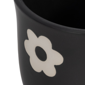 Vaso da fiori rotondo in ceramica con fiori bianchi, finitura nera opaca, per piante da interno, decorazione per la casa, giardino, patio, ingresso. - Product Image 4