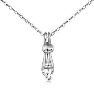 Collier pendentif chat en argent S925 plaqué rhodium, hypoallergénique, anti-ternissement, design mignon et délicat pour femme, par Dylam - Product Image 1
