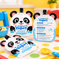 Sachets souples en plastique imprimés motif panda mignon, avec bec verseur, personnalisables avec logo, pour emballage de jus liquide de qualité alimentaire, vente en gros