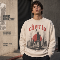 Sweat-shirt à col rond épais coupe décontractée avec motif statue, manches longues, style streetwear, service d'échantillonnage personnalisé OEM ODM