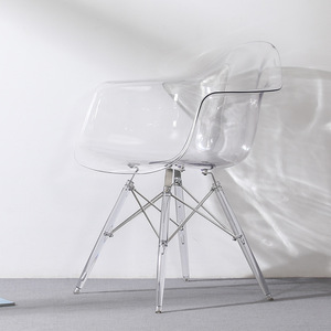 Transparent Plastic Ghost Chair With <b>Backrest</b> For Adults Modern Minimalist Dining Chair Single Seat Home Use - Product Image 3