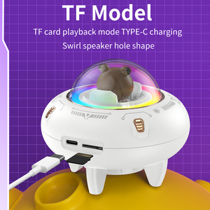 Haut-parleur Bluetooth sans fil avec appel mains libres, lecture de carte TF, lumière RGB, design créatif mignon d'astronaute ours OVNI - Product Image 3
