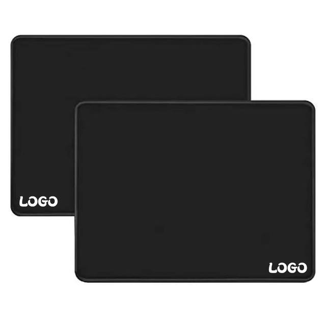 Factory Custom Any Size Black Rubber Logo Stitched Edge Black Gaming Mousepad Deskmat