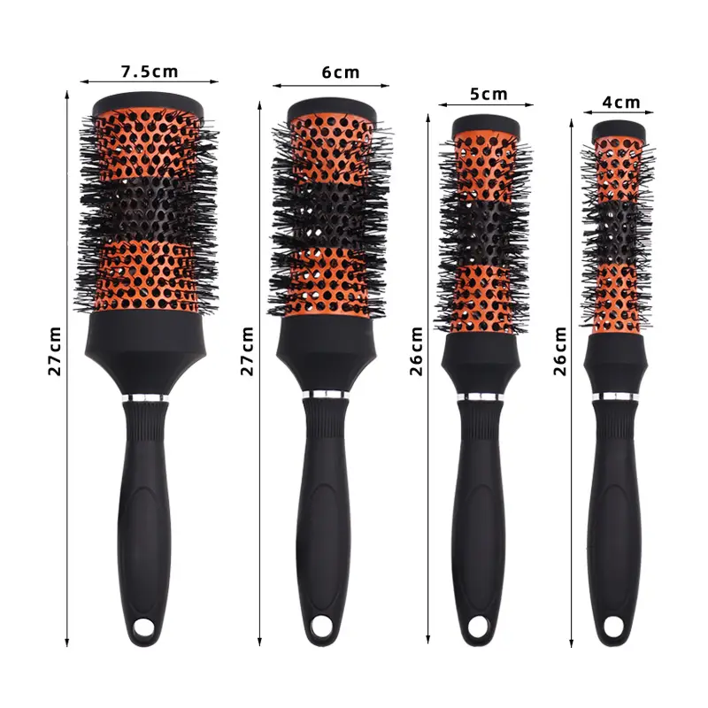 4 Sizes Barber Salon Wooden Hair Brush With Boar Bristle Mix Nylon Styling Tools Round Hairbrush Yellow Brazil Hair Curlerl