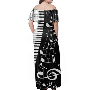 POD Dropshipping <span class=keywords><strong>vestidos</strong></span> <span class=keywords><strong>de</strong></span> verano para mujer llave <span class=keywords><strong>de</strong></span> Piano con nota musical fuera del hombro elegante vestido <span class=keywords><strong>de</strong></span> <span class=keywords><strong>fiesta</strong></span> para chicas jóvenes faldas personalizadas - Product Image 2