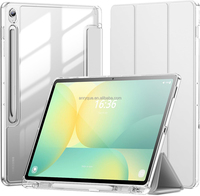 Étui intelligent transparent en cuir PU pour tablette avec support pour stylet, antichoc, étanche, magnétique et fonction veille automatique pour tablette