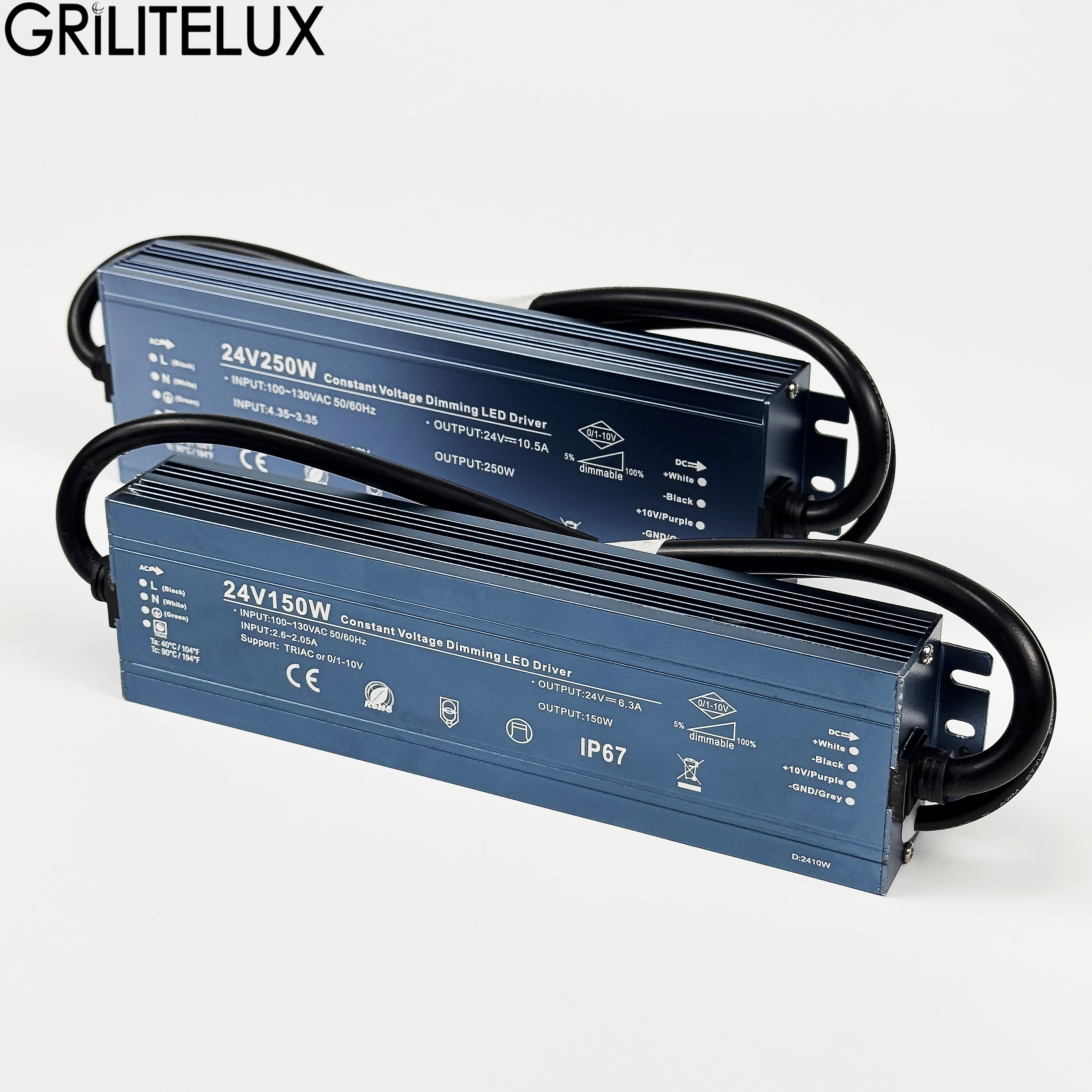 Waterproof Lighting Dimmable Transformers AC 110V-220V to DC 12V 24V LED Driver Power 100W 150W 200W 250W 300W IP67 Power Supply