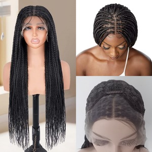 Perruque de Tresses Africaines Longues Sans Nœuds à Raie Carrée, 13x4 Lace Front HD, Style Dreadlocks, en Fibre Synthétique Haute <span class=keywords><strong>Température</strong></span> pour Femmes - Product Image 1