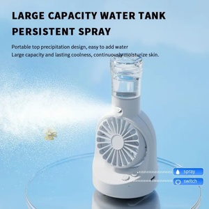 Factory Wholesale Mini USB Desktop <b>Humidifier</b> 800mAh Mini Gift Fan 4 Levels Speed Water Mist Cooling Fan for Desktop Office Car - Product Image 3