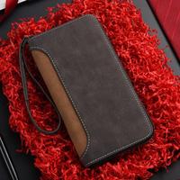 Heren Lange Portemonnee Diy Rits Clutch Tas Matte Textuur Multi Functionele Verandering Kaart Tas Mobiele Telefoon Tas