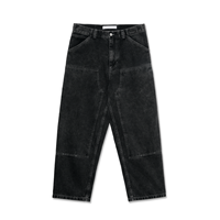 ZY Logo personnalisé Lavé Double Couche Genou Panneau Hommes Lâche Jean Broderie Décontractée 100% coton Baggy Fit Hommes Denim Pantalon Jean