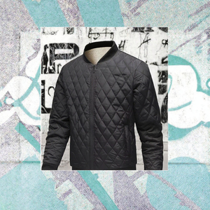 Men's Quilted <b>Jacket</b> Stand Collar Zipper Closure Windproof <b>Fleece</b> <b>Lining</b> Winter Casual Thick Polyester Wadding Solid Color - Product Image 3