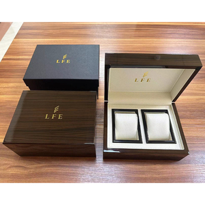 Caja de reloj de madera directa de fábrica con forro de cuero, caja de almacenamiento de relojes con 1 a 2 ranuras, logotipo personalizado, embalaje de lujo para relojes. - Product Image 2