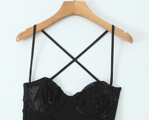 Abiti Lunghi Estivi da Donna con Spalline Sottili, Pizzo Floreale, Tinta Unita, <span class=keywords><strong>Schiena</strong></span> Scoperta, 5 Colori, per Feste alla Moda - Product Image 3