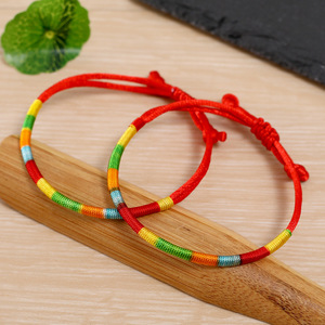 Dragon Boat Festival Bohemian Silk Thread Adjustable Sliding Knot Chinese Traditional Lucky Fortune Amulet <b>Red</b> Cord <b>Bracelet</b> 18K - Product Image 1