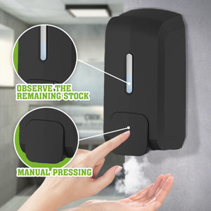 Distributeur de savon liquide manuel FANDA Mini en plastique noir moderne, mural, écologique, 500 ml, pour toilettes, pour le bureau - Product Image 3