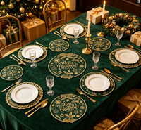 Nappe de table de Noël verte en PVC, imperméable, résistante à l'huile, essuyable, réutilisable, écologique, antidérapante, pour les fêtes, les dîners, la maison, la cuisine