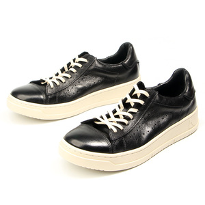 Retro Genuine Leather Sneakers Men's Casual Shoes <b>Low</b> <b>Heel</b> Solid Color Front Laces Leisure Wear - Product Image 3