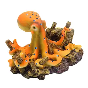 Pecera paisajismo simulación pulpo acuario adornos decorativos mascotas escalada animales rocalla artesanía de resina muebles para el hogar