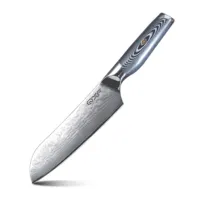 高品質ダマスカスナイフ67層ダマスカス鋼包丁7インチ三徳ナイフG10ハンドル付き