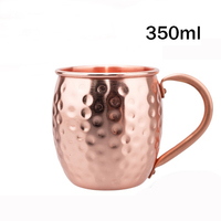 100% 구리 뮬 머그 내구성 구리 맥주 머그 350ml 커피 머그 우유 컵 순수 구리 바 컵 음료 용기