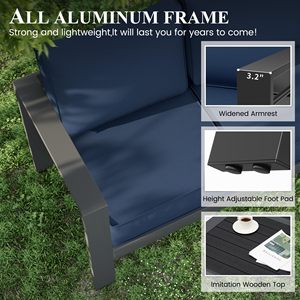 Ensemble de meubles de terrasse en aluminium moderne pour <span class=keywords><strong>jardin</strong></span>, canapé d'extérieur en métal gris avec housses imperméables - Product Image 5