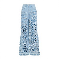 Jeans d'hiver déchirés coupe droite ample avec patch étoile Y2K personnalisé pour hommes et femmes, style Hip Hop Streetwear, denim vintage délavé 100%