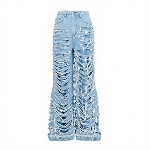 Jeans baggy à jambe droite personnalisés Y2K avec patch étoile, effet vieilli, pour hommes et femmes, style hip-hop streetwear, denim vintage délavé, vente en gros - Product Image 3