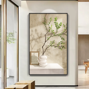Green Tree Wall Art Impression sur toile douce encadrée pour décor <span class=keywords><strong>de</strong></span> chambre à coucher <span class=keywords><strong>Vase</strong></span> blanc - Product Image 1
