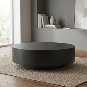 Table basse ronde noire au design minimaliste, meubles de salon - Product Image 1
