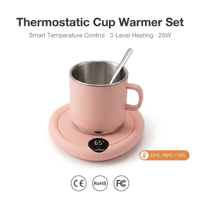 Chauffe-tasse électrique intelligent personnalisé avec logo OEM, ensemble cuillère et tasse, chauffage par bobine à commande tactile, en plastique, pour la maison, l'extérieur, le bureau, cadeau